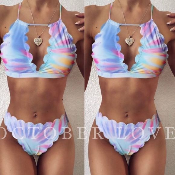 NWT $99 October Love | Mermaid Shell Bikini | Pastel Tie Dye - Picture 16 of 16